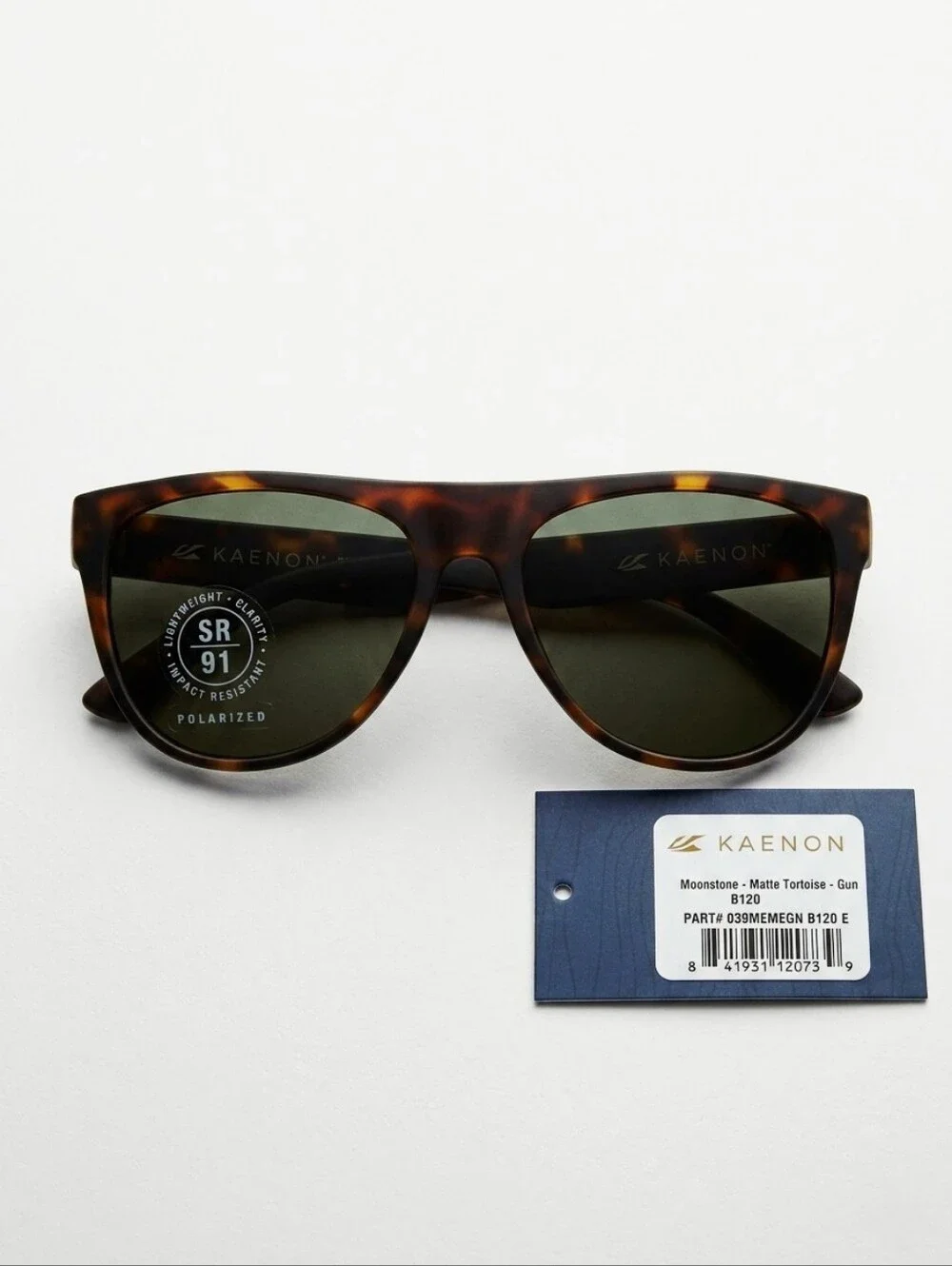 Kaenon Moonstone Polarized Sunglasses Matte Tortoise Gun SR‑91 Like New